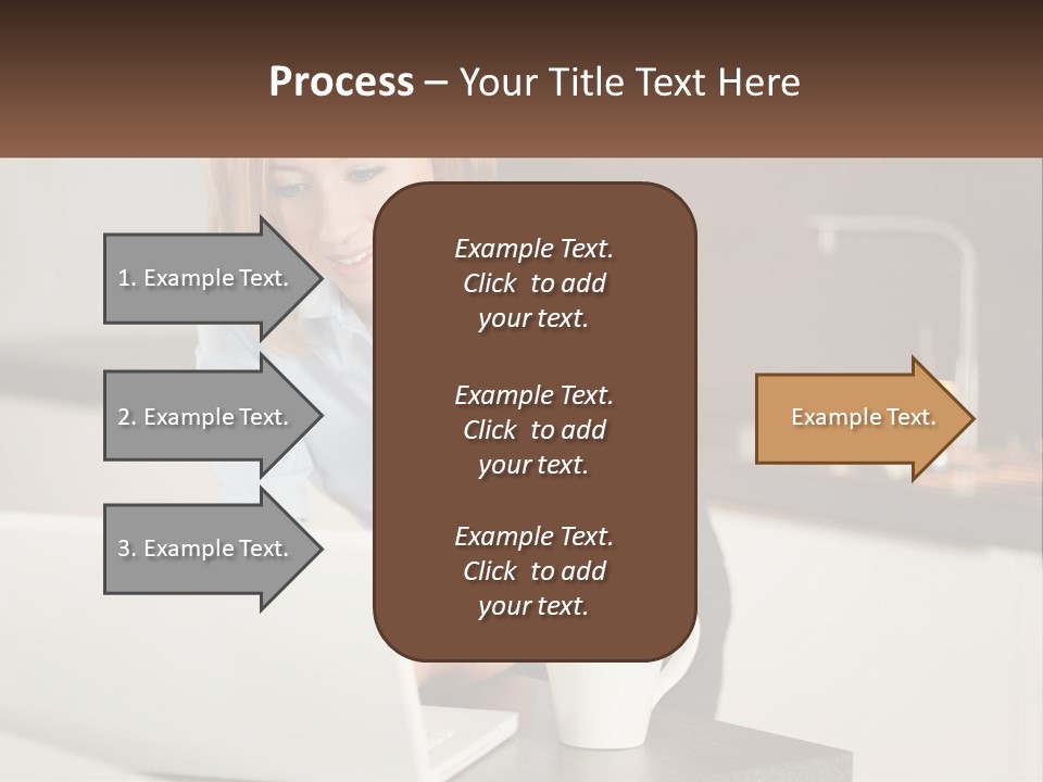 A Woman Sitting At A Table Using A Laptop Computer PowerPoint Template