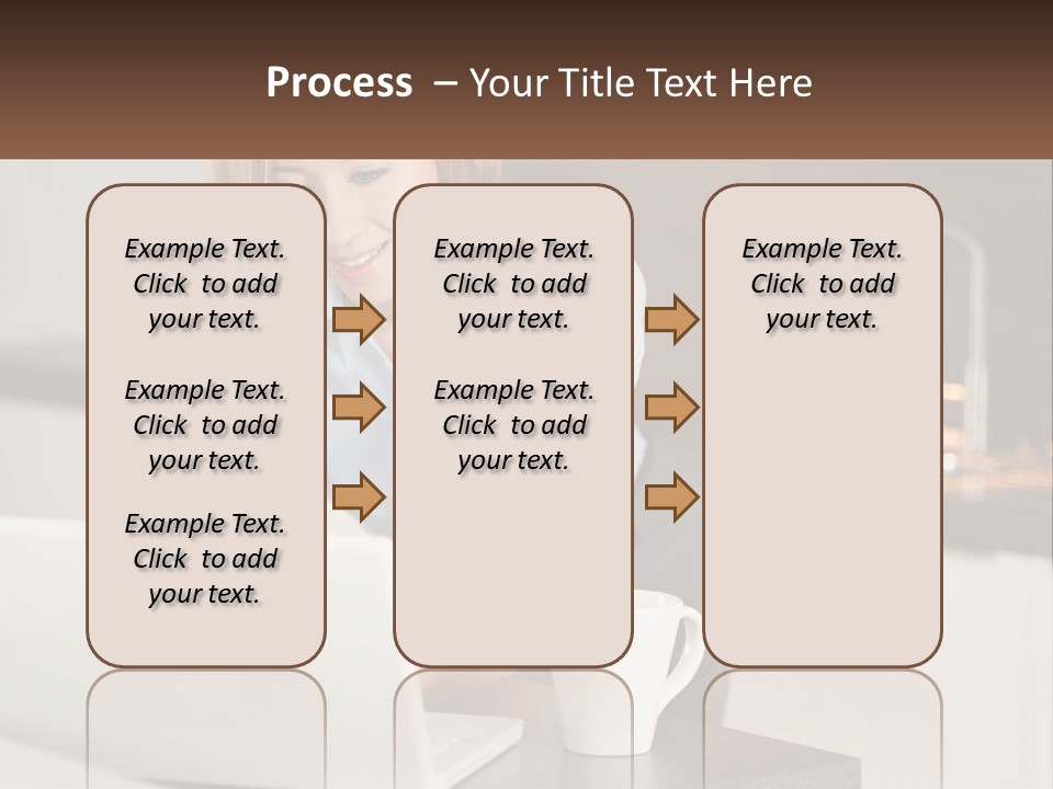 A Woman Sitting At A Table Using A Laptop Computer PowerPoint Template