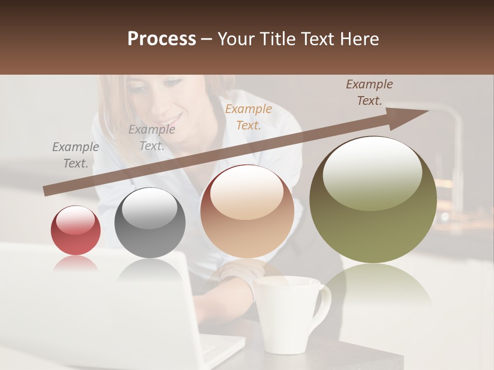 A Woman Sitting At A Table Using A Laptop Computer PowerPoint Template