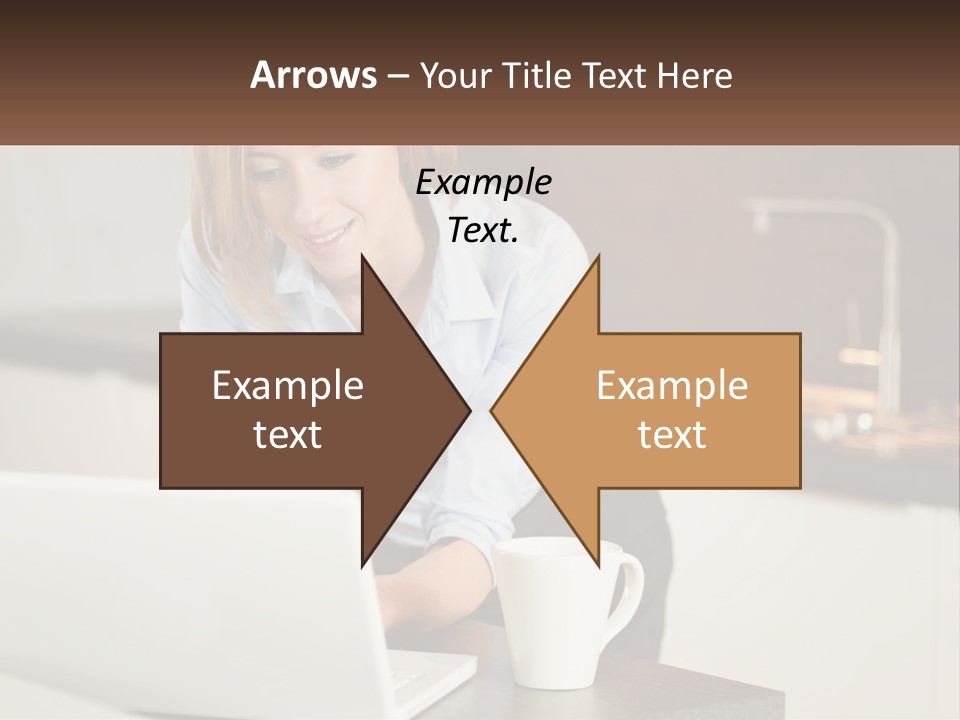 A Woman Sitting At A Table Using A Laptop Computer PowerPoint Template