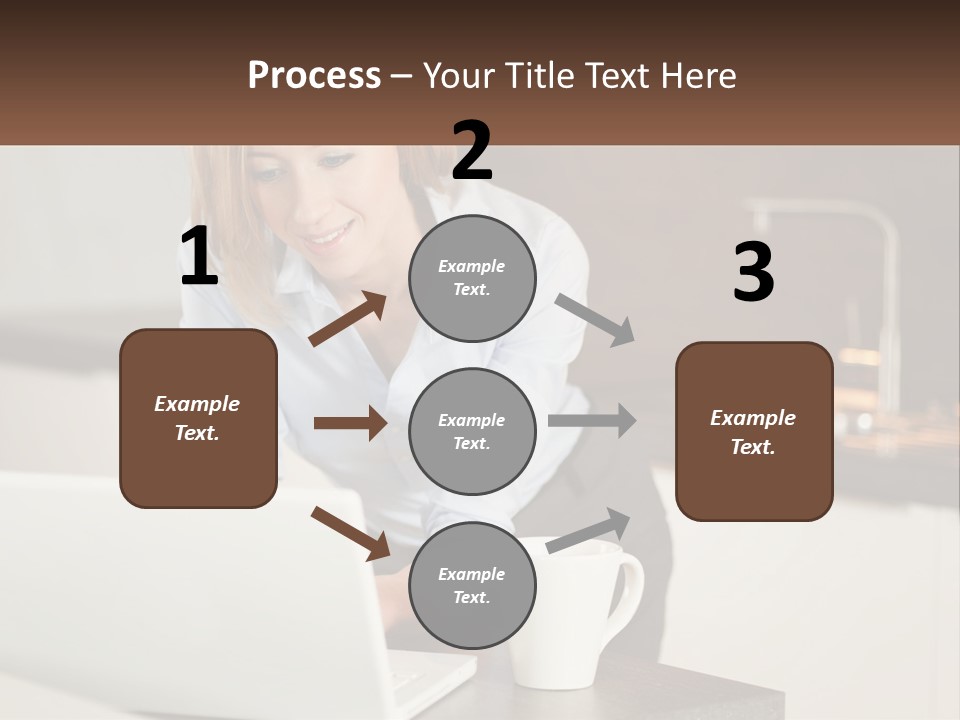 A Woman Sitting At A Table Using A Laptop Computer PowerPoint Template