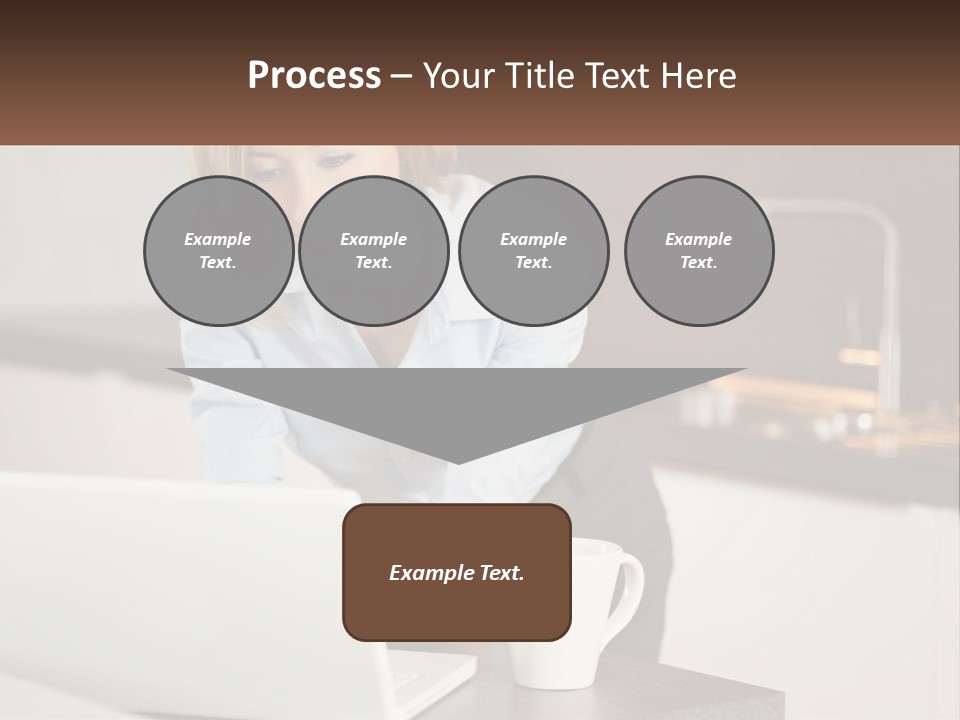 A Woman Sitting At A Table Using A Laptop Computer PowerPoint Template