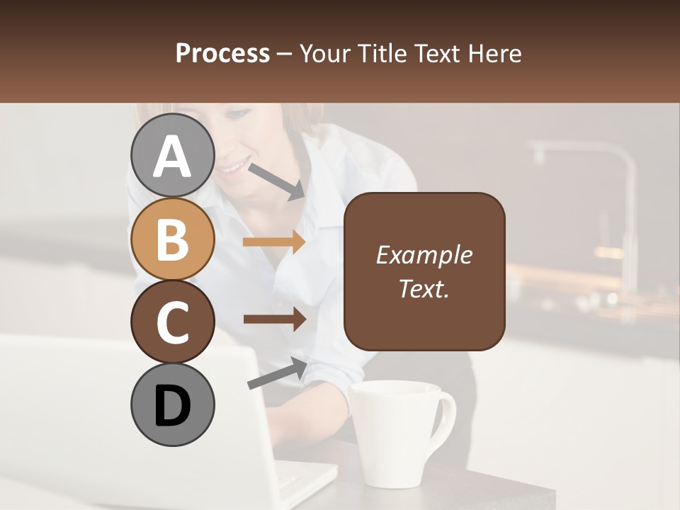 A Woman Sitting At A Table Using A Laptop Computer PowerPoint Template