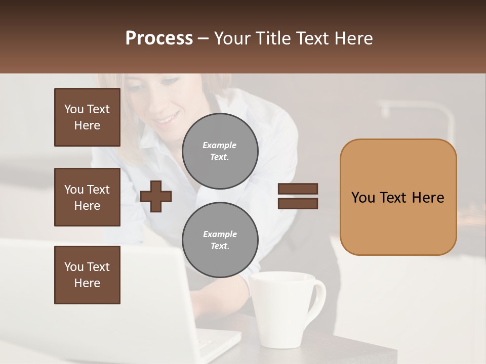 A Woman Sitting At A Table Using A Laptop Computer PowerPoint Template
