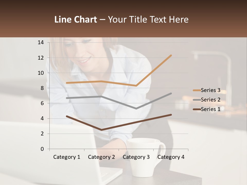 A Woman Sitting At A Table Using A Laptop Computer PowerPoint Template