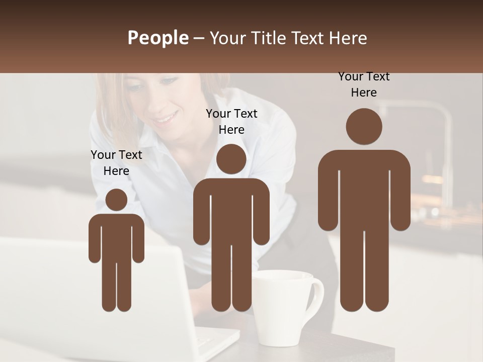 A Woman Sitting At A Table Using A Laptop Computer PowerPoint Template