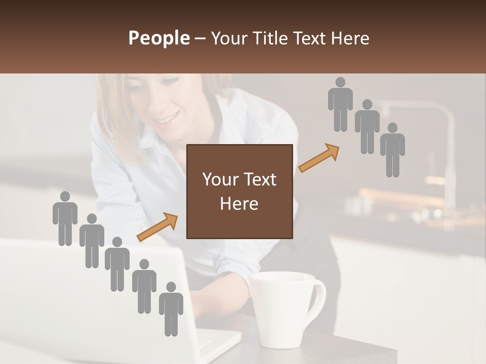 A Woman Sitting At A Table Using A Laptop Computer PowerPoint Template