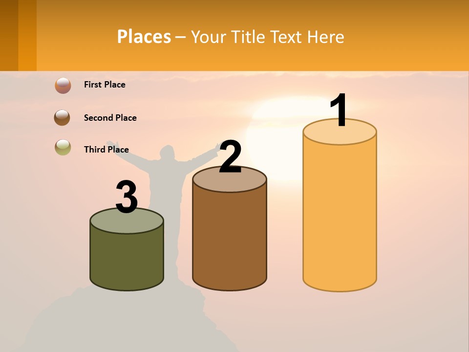 A Man Standing On Top Of A Hill With His Arms Outstretched PowerPoint Template