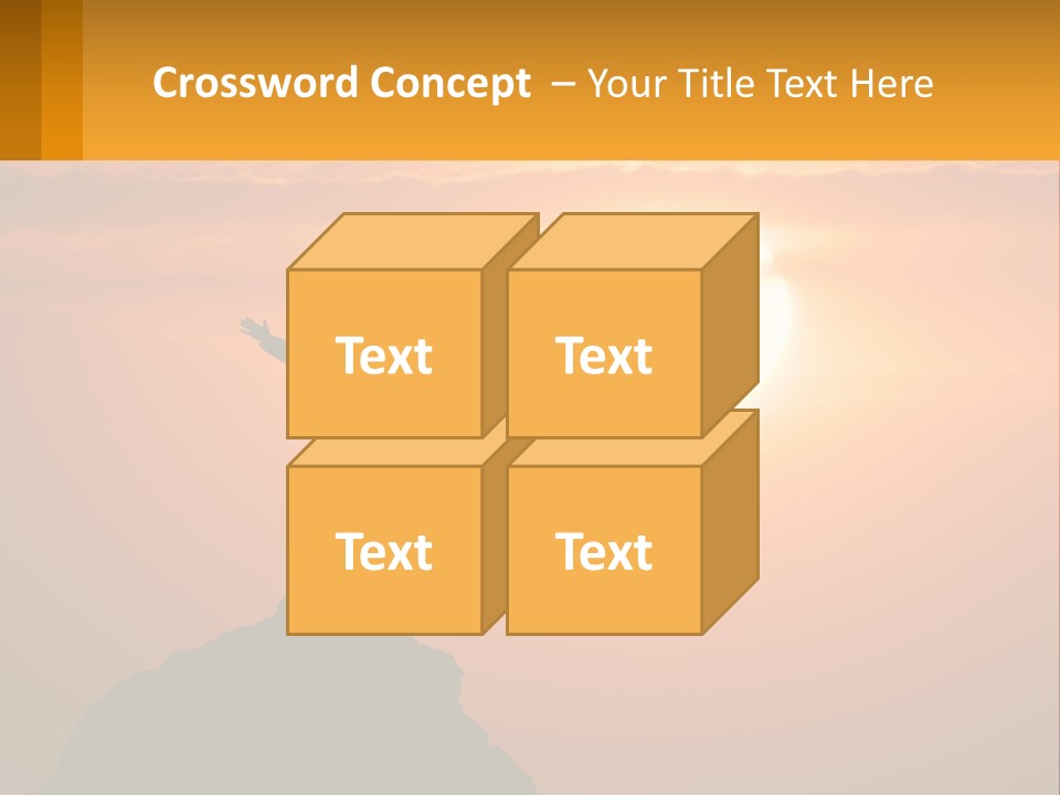 A Man Standing On Top Of A Hill With His Arms Outstretched PowerPoint Template