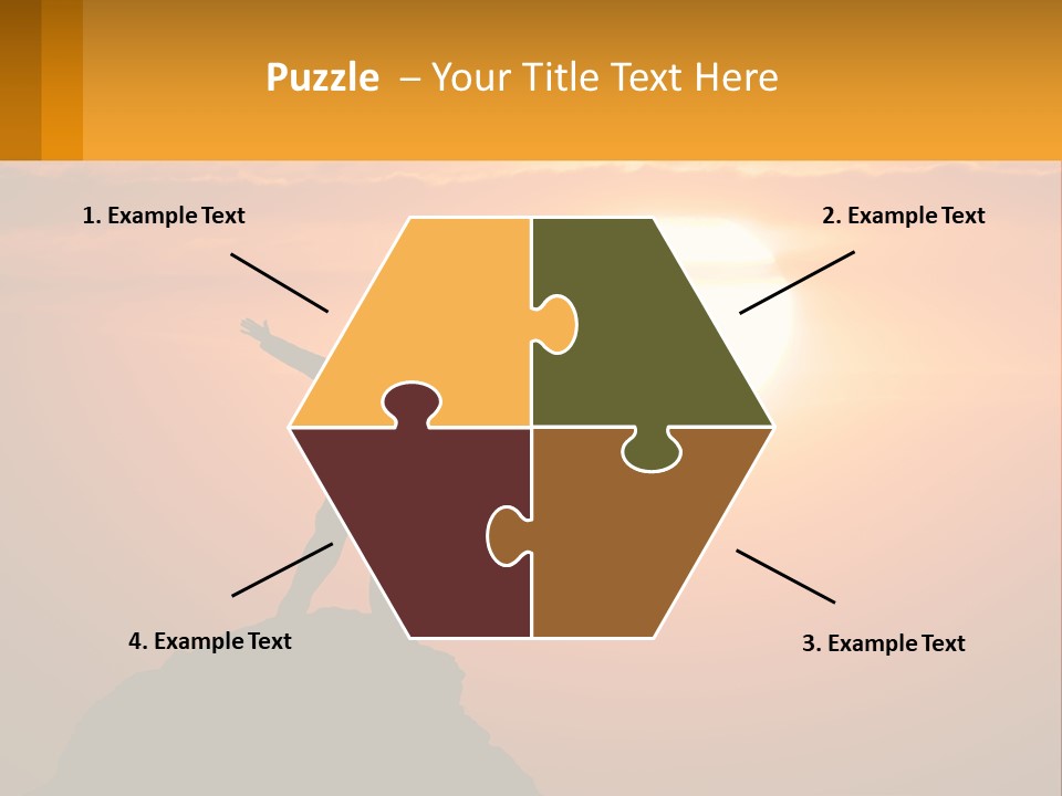 A Man Standing On Top Of A Hill With His Arms Outstretched PowerPoint Template