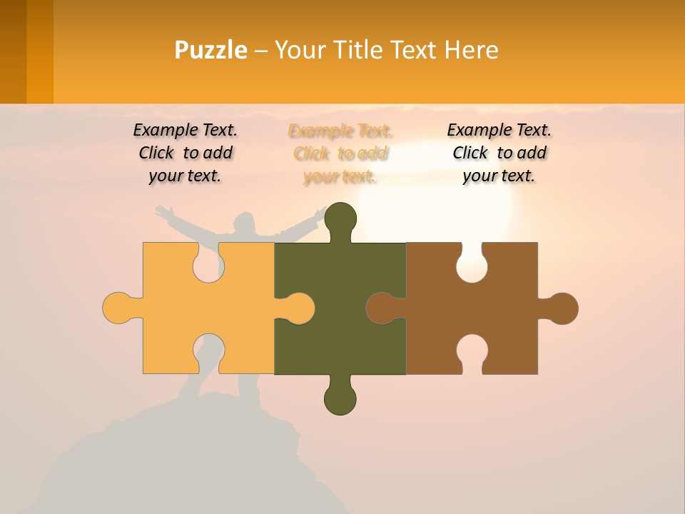 A Man Standing On Top Of A Hill With His Arms Outstretched PowerPoint Template