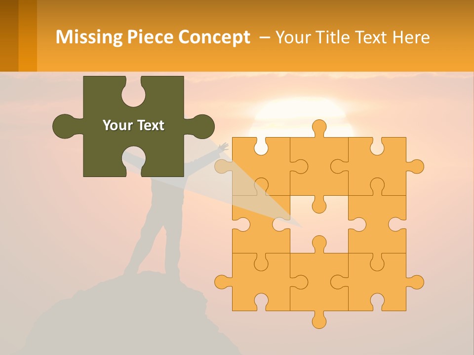 A Man Standing On Top Of A Hill With His Arms Outstretched PowerPoint Template