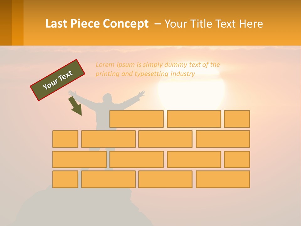 A Man Standing On Top Of A Hill With His Arms Outstretched PowerPoint Template