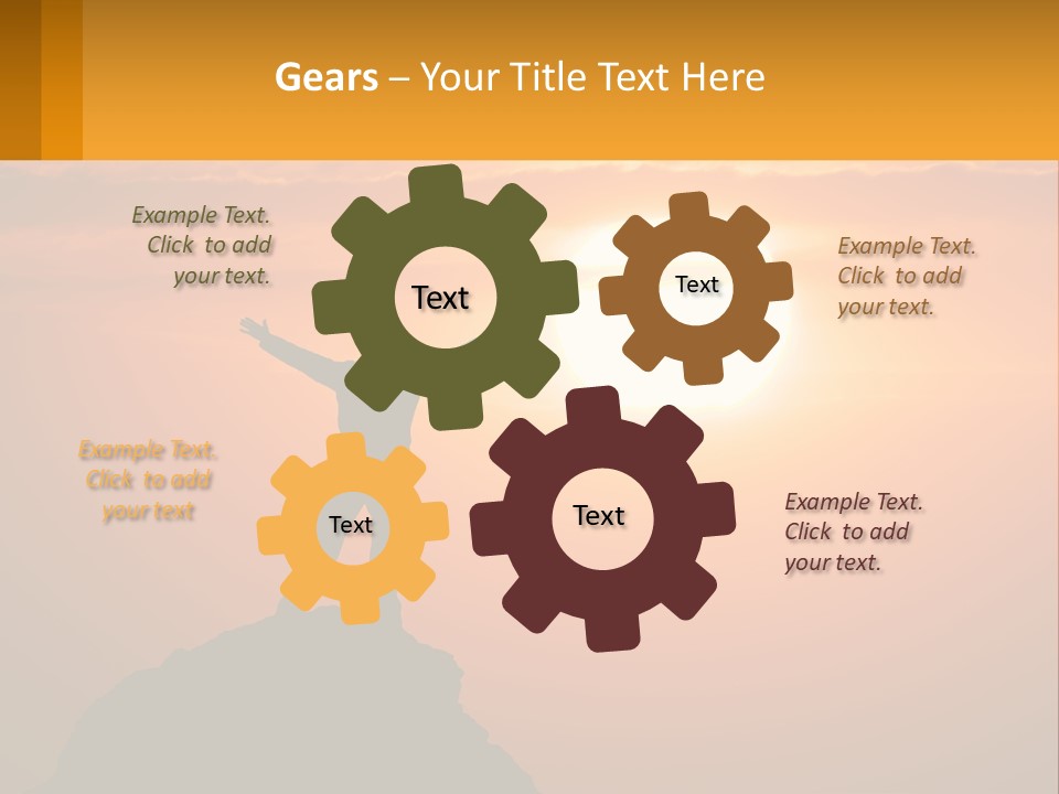 A Man Standing On Top Of A Hill With His Arms Outstretched PowerPoint Template