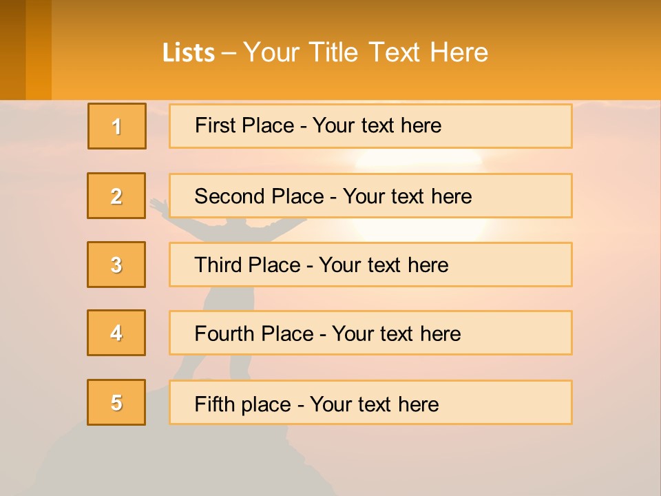 A Man Standing On Top Of A Hill With His Arms Outstretched PowerPoint Template