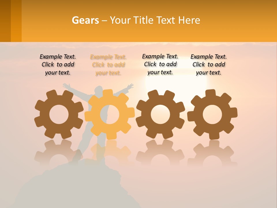 A Man Standing On Top Of A Hill With His Arms Outstretched PowerPoint Template