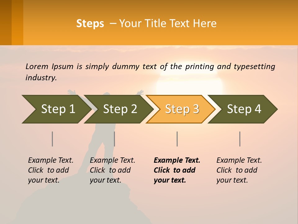 A Man Standing On Top Of A Hill With His Arms Outstretched PowerPoint Template