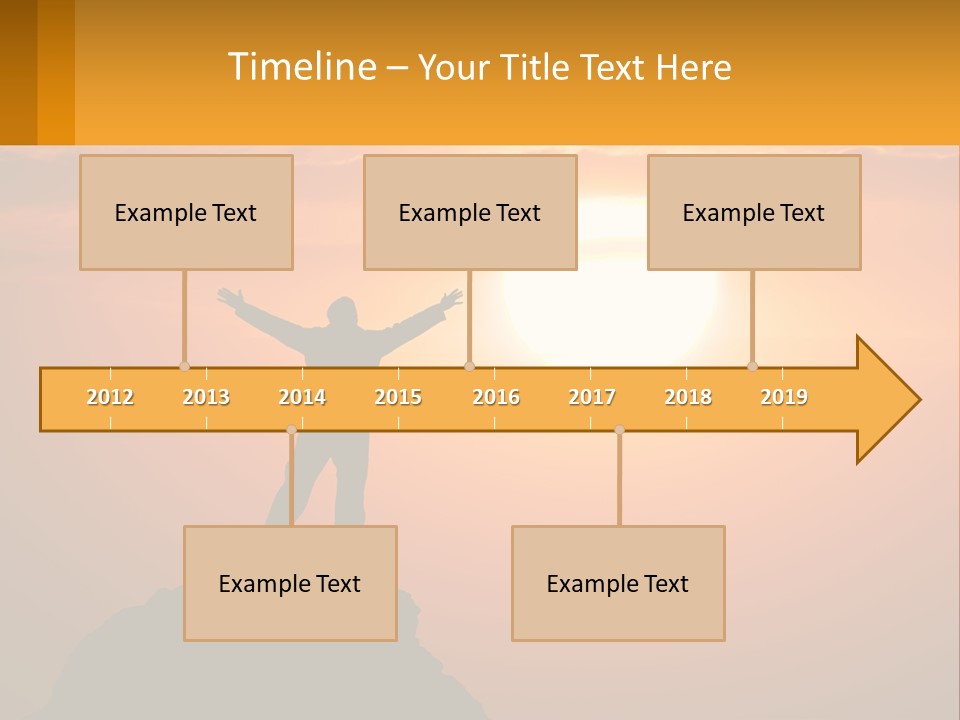 A Man Standing On Top Of A Hill With His Arms Outstretched PowerPoint Template