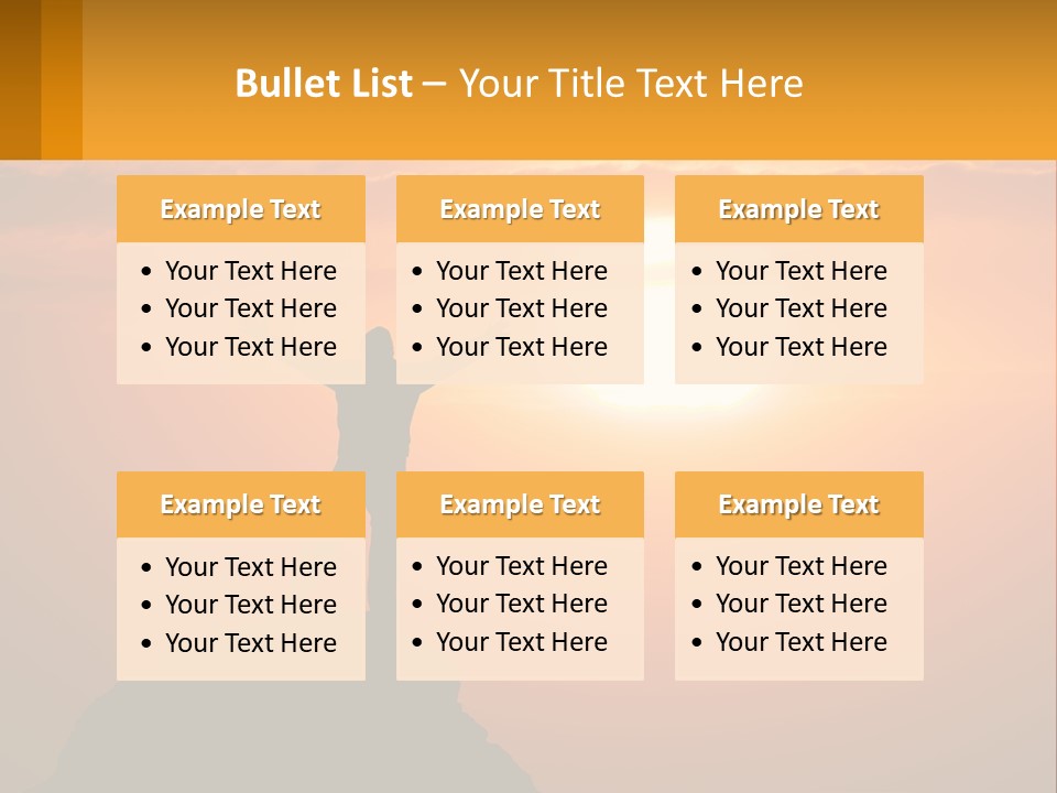 A Man Standing On Top Of A Hill With His Arms Outstretched PowerPoint Template