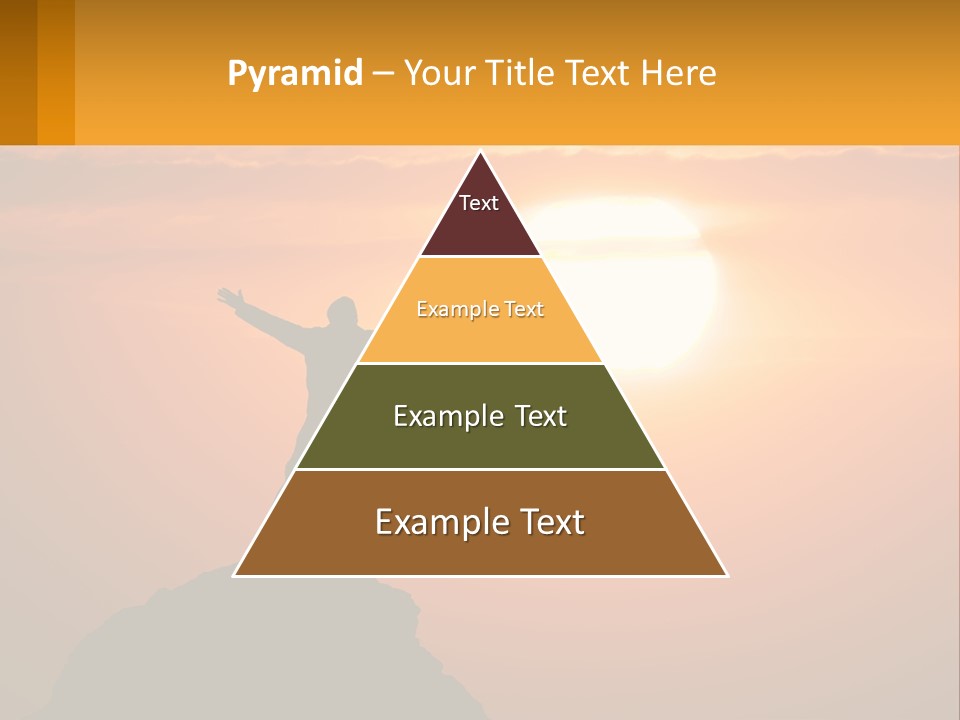 A Man Standing On Top Of A Hill With His Arms Outstretched PowerPoint Template