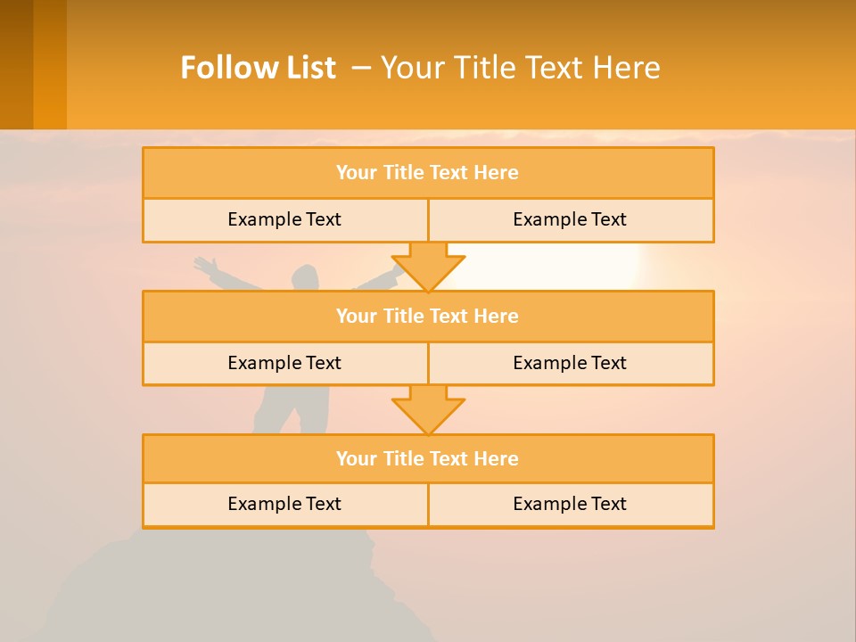 A Man Standing On Top Of A Hill With His Arms Outstretched PowerPoint Template