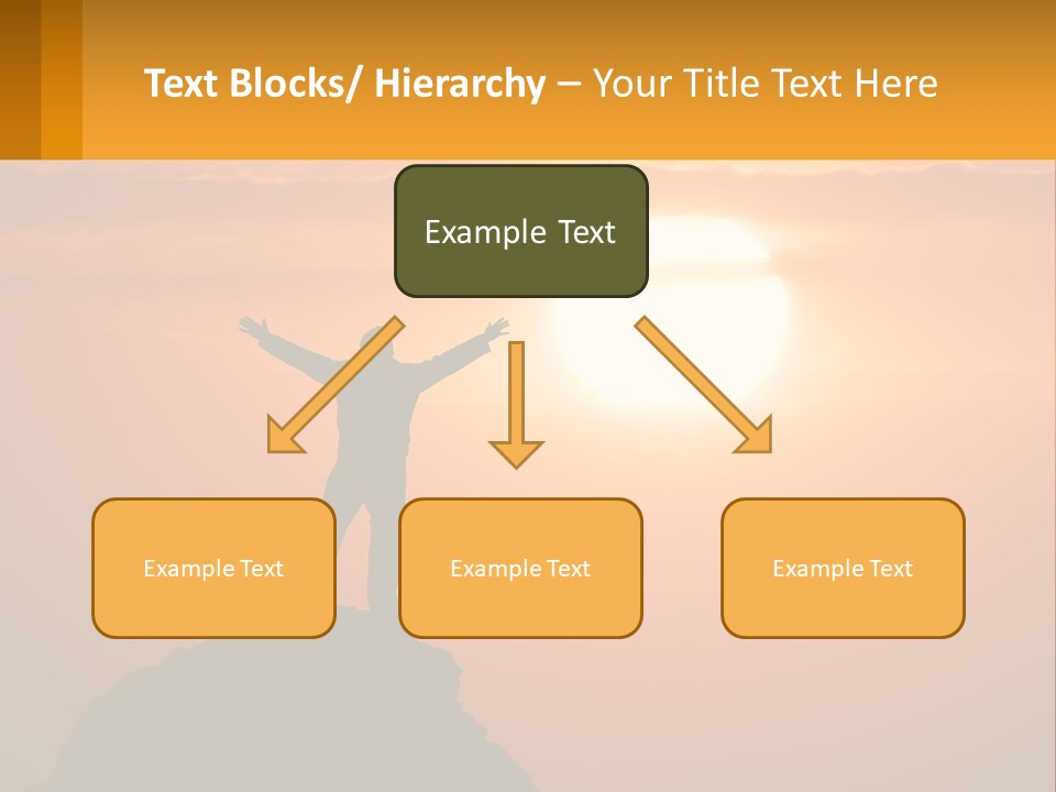 A Man Standing On Top Of A Hill With His Arms Outstretched PowerPoint Template