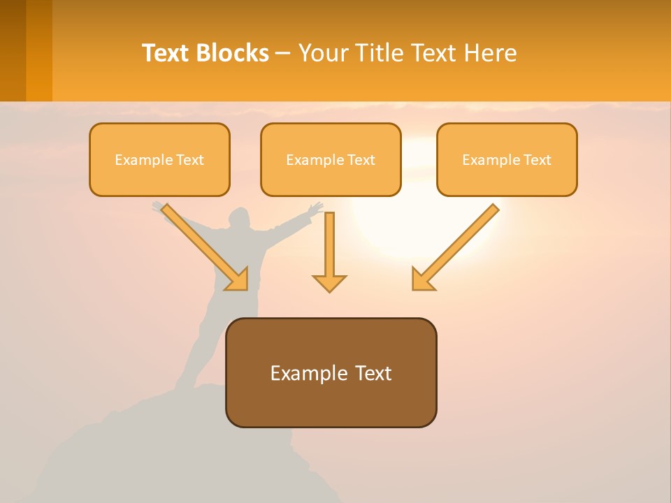 A Man Standing On Top Of A Hill With His Arms Outstretched PowerPoint Template