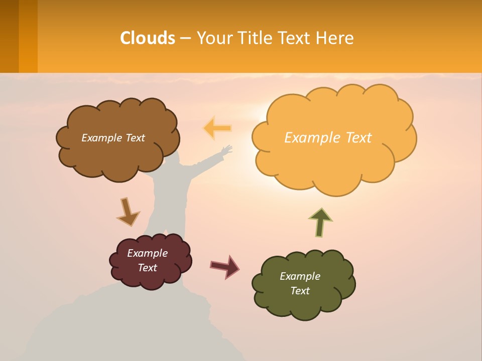 A Man Standing On Top Of A Hill With His Arms Outstretched PowerPoint Template