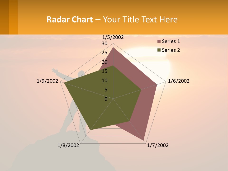 A Man Standing On Top Of A Hill With His Arms Outstretched PowerPoint Template