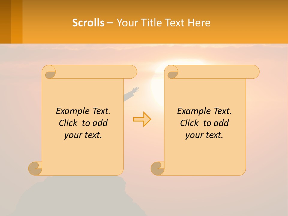 A Man Standing On Top Of A Hill With His Arms Outstretched PowerPoint Template