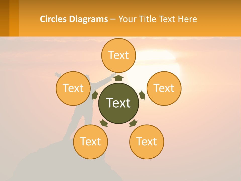 A Man Standing On Top Of A Hill With His Arms Outstretched PowerPoint Template