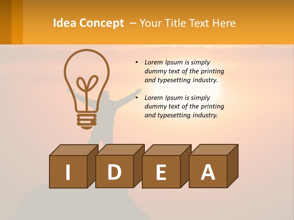 A Man Standing On Top Of A Hill With His Arms Outstretched PowerPoint Template