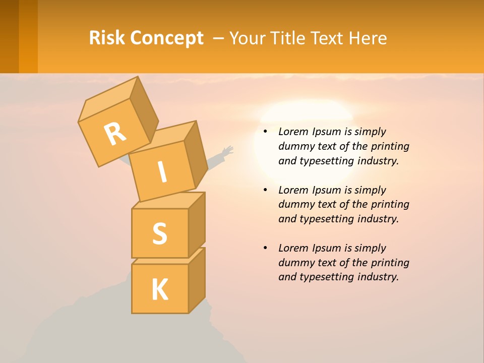 A Man Standing On Top Of A Hill With His Arms Outstretched PowerPoint Template