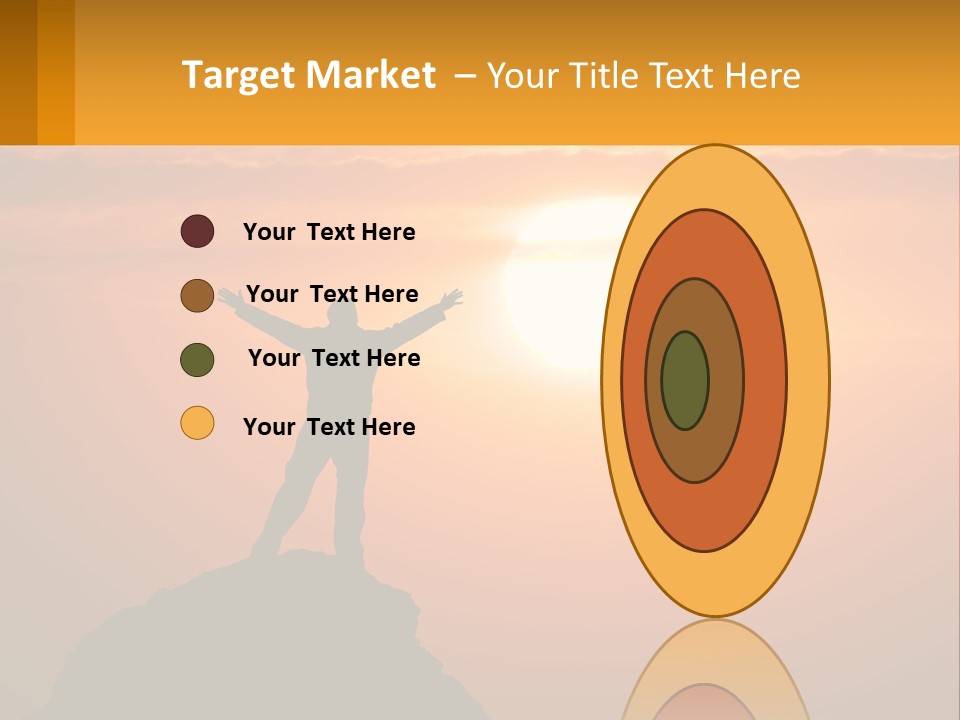 A Man Standing On Top Of A Hill With His Arms Outstretched PowerPoint Template