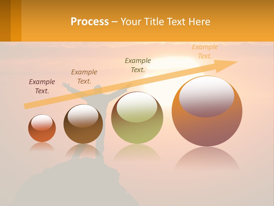 A Man Standing On Top Of A Hill With His Arms Outstretched PowerPoint Template