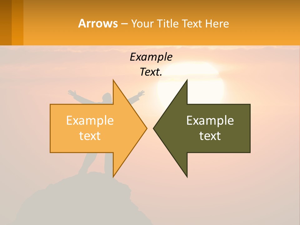 A Man Standing On Top Of A Hill With His Arms Outstretched PowerPoint Template