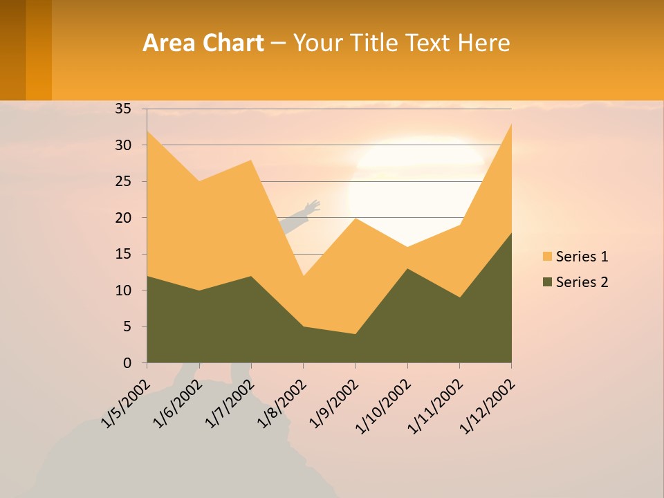 A Man Standing On Top Of A Hill With His Arms Outstretched PowerPoint Template