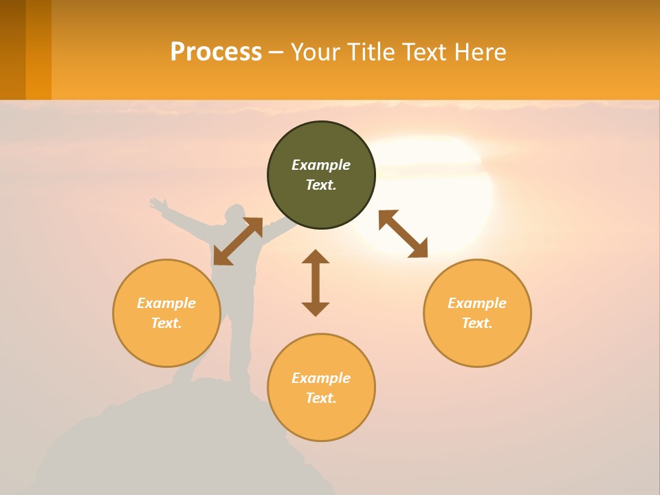 A Man Standing On Top Of A Hill With His Arms Outstretched PowerPoint Template