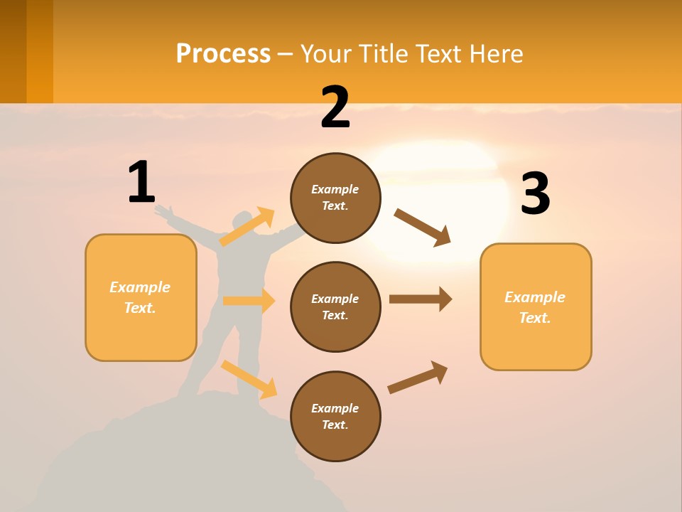 A Man Standing On Top Of A Hill With His Arms Outstretched PowerPoint Template