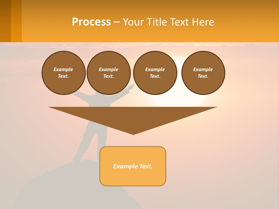A Man Standing On Top Of A Hill With His Arms Outstretched PowerPoint Template