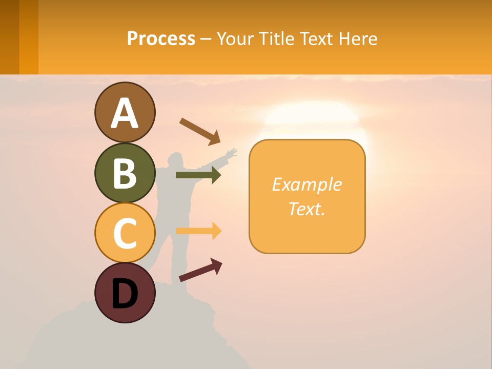A Man Standing On Top Of A Hill With His Arms Outstretched PowerPoint Template