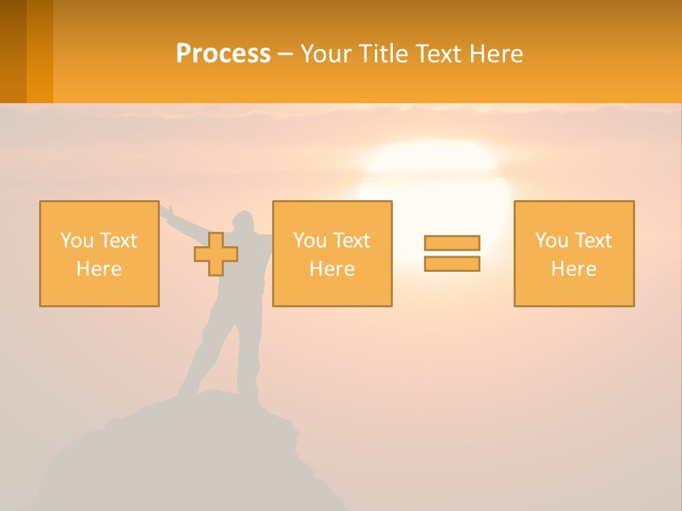 A Man Standing On Top Of A Hill With His Arms Outstretched PowerPoint Template