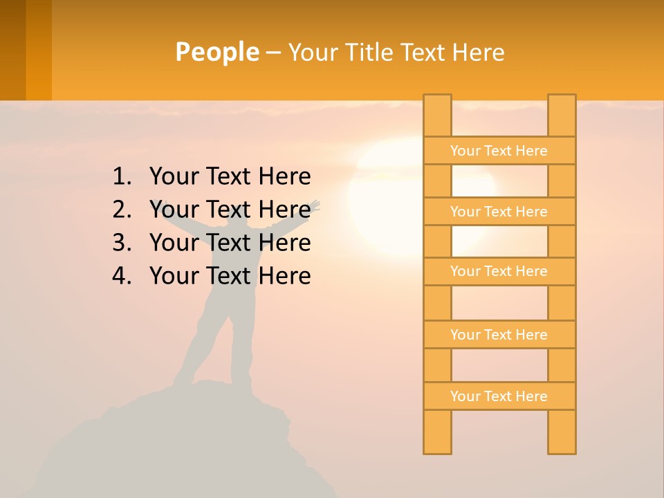 A Man Standing On Top Of A Hill With His Arms Outstretched PowerPoint Template