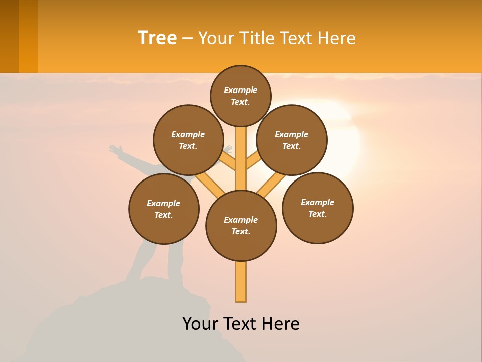 A Man Standing On Top Of A Hill With His Arms Outstretched PowerPoint Template