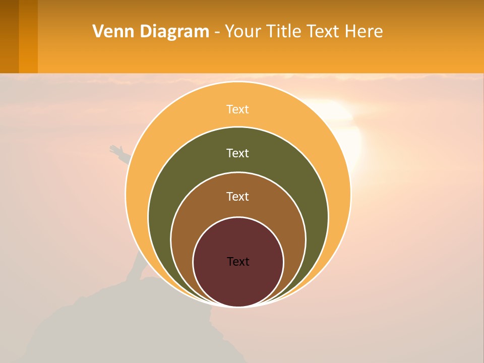 A Man Standing On Top Of A Hill With His Arms Outstretched PowerPoint Template