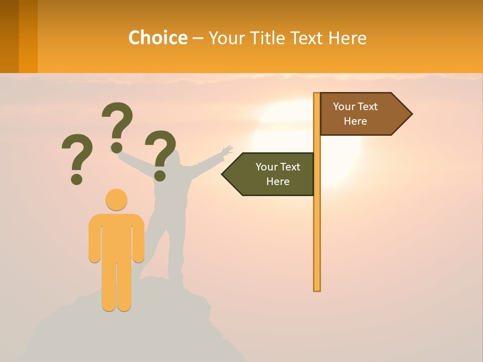 A Man Standing On Top Of A Hill With His Arms Outstretched PowerPoint Template