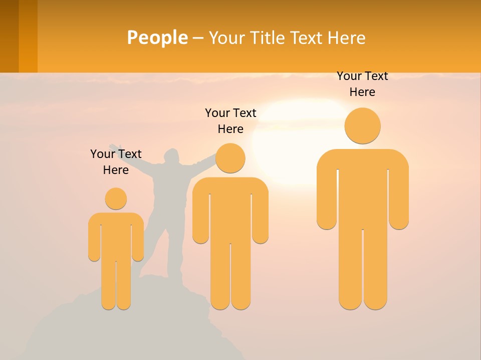 A Man Standing On Top Of A Hill With His Arms Outstretched PowerPoint Template