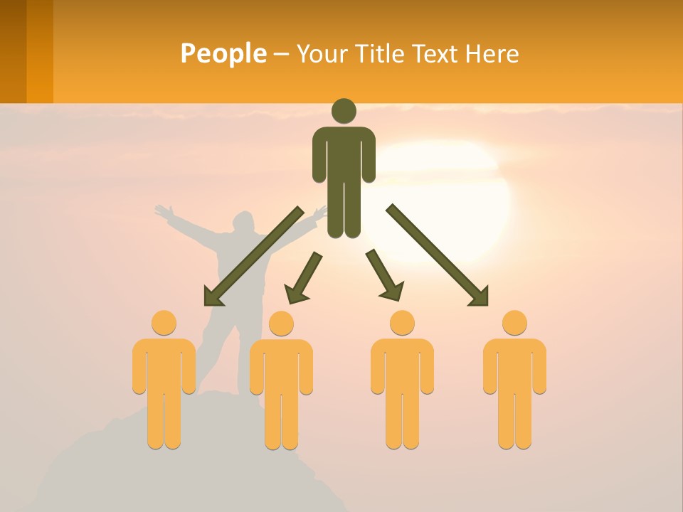 A Man Standing On Top Of A Hill With His Arms Outstretched PowerPoint Template