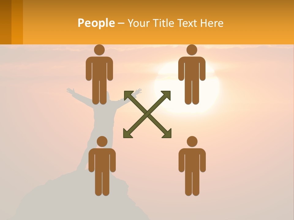 A Man Standing On Top Of A Hill With His Arms Outstretched PowerPoint Template