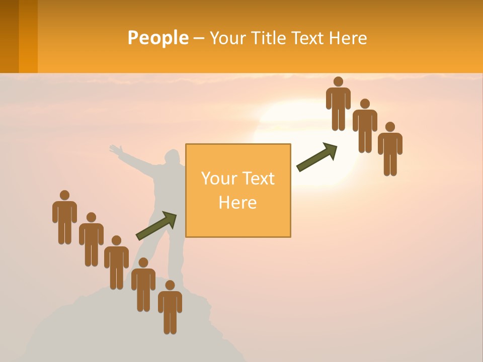 A Man Standing On Top Of A Hill With His Arms Outstretched PowerPoint Template